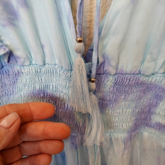 NWT Tiare Hawaii V Neck Blue & Lavender Tie Dye Beach Cover up Size 6 - Picture 7 of 17
